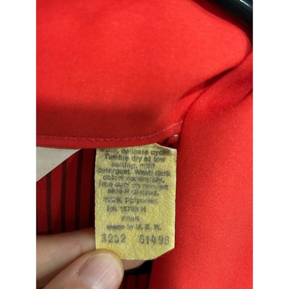 Vintage Mens Store Red Black Striped Kimono Robe With Belt One Size Made In USA - Picture 6 of 10